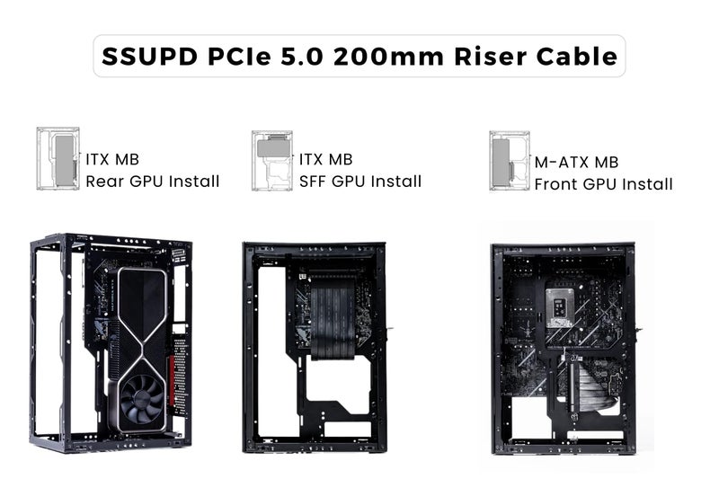 SSUPD PCIe 5.0 x16 Riser Cable 200 mm – 32 GT/s Transmission, 64 GB/s (256 Gbps) Bandwidth – GPU RTX 5090/5080 & RX 9070 XT & ITX Case Ready - Image 3